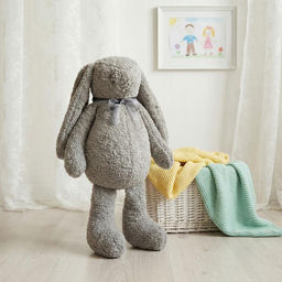 Подушка декоративная арт.4692-11 Заяц УШАСТИК хлопок серый