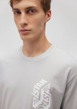 S?rt Bask?l? Mavi Gri Tisort  фото 6