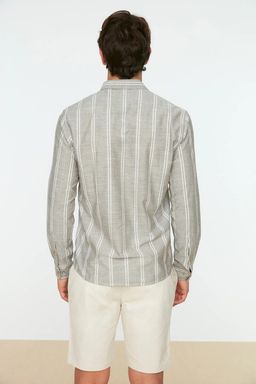 TRENDYOL MAN Beyaz Slim Fit Dugmeli Yaka Ince Cizgili Gomlek TMNSS20GO0092 - Trendyolmilla фото 16