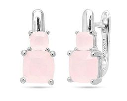 Серьги из серебра розовый кварц, МЦВ169