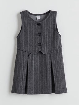 Bisiklet Yaka ?izgili K?z ?ocuk Elbise