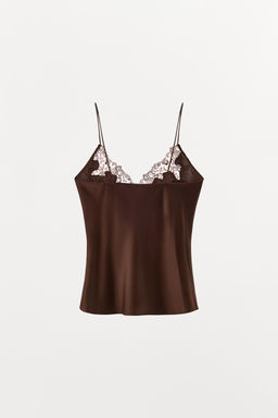 SATIN TOP WITH EMBROIDERY AND LACE - Zara фото 4