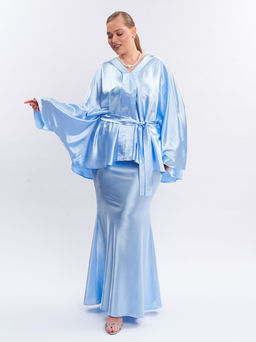 Атласная юбка TUB20637BLU15