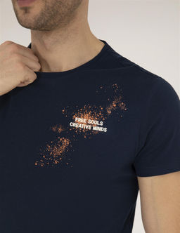 Lacivert Slim Fit Bask_l_ Bisiklet Yaka Ti__rt - Pierre cardin фото 7