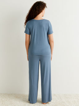 0227VI Пижама жен. (Футболка+Брюки расклеш) jeans - Minimi фото 3