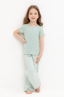 К 1636/голубая дымка,морская клетка пижама для дев