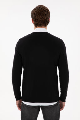 Erkek Slim Fit V Yaka Siyah Basic Kazak - U.s. polo assn фото 5