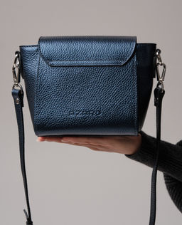 Сумка кожаная через плечо Azaro 3520 синий металлик