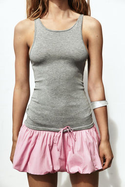 DRESS WITH CONTRAST PUFFBALL HEM - Zara фото 2