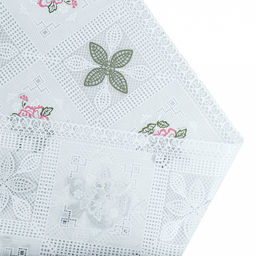 LACE Скатерть ажурная ПВХ Фелиция 180х137см, длина стола до 140см, на 6 персон, белый фон, цветное тиснение, матовая, на пленке, т.м. Домашняя мода (Китай)  фото 3