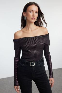 Alt?n Carmen Yaka Varakl? Triko Kazak TWOAW25KZ00152 - Trendyolmilla фото 7