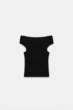 CAMISETA CUELLO BARCO / Negro - Zara фото 8