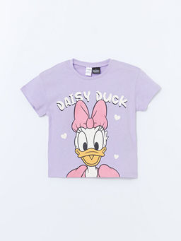 Bisiklet Yaka Daisy Duck Bask?l? K?z ?ocuk Ti??rt