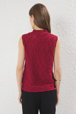 Trendyolmilla Bordo Dokulu Regular/Normal Kal?p Esnek Orme Bluz TWOSS25BZ00268  фото 11