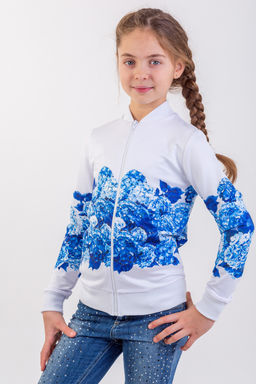 Толстовка на молнии "Лейла",белый/синий