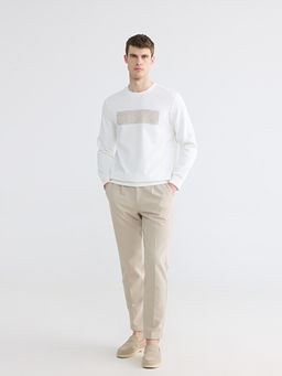 Bisiklet Yaka Bask?l? Erkek Sweatshirt