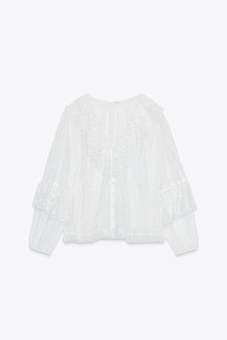 SEMI-SHEER ROMANTIC BLOUSE - Zara фото 6