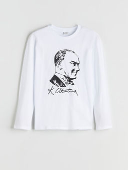 Bisiklet Yaka Atat?rk Bask?l? Erkek ?ocuk Ti??rt