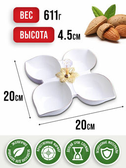 60044 Менажница фарфор 4 секц 20х20х5 LR (х24) - Mayer&boch фото 5