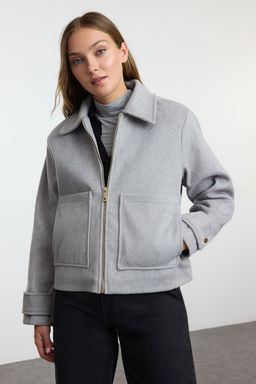 TRENDYOLMILLA Vizon Oversize Kal?p Kase Ince Ceket Mont TWOAW25MO00084