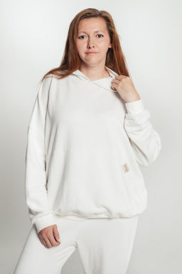 285 Костюм с толстовкой плюссайз, молочный - Knitka wear фото 2