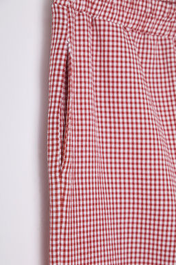 Kiremit Potikare Yandan Y?rtmacl? Beli Lastikli Genis Paca Dokuma Pantolon TWOSS25PL00022