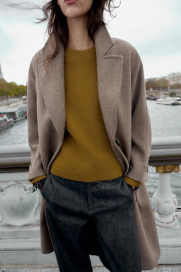 OVERSIZED COAT WITH WOOL AND CONTRAST CUFFS - Zara фото 4