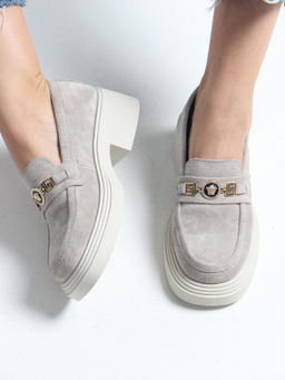 Лоферы туфли 173.1453be.серый замок замша R