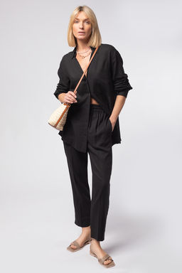 Удлиненная льняная блузка - Vilatte фото 6