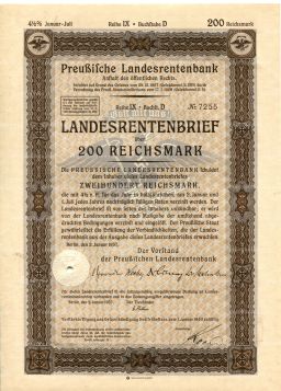 Облигация 4,5% 200 рейхсмарок 1937 года Германия