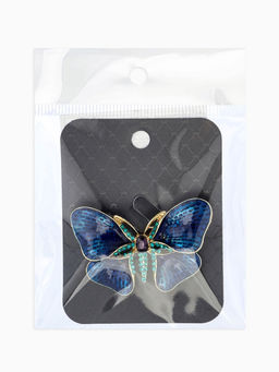 Брошь "Бабочка", глянцевая, цвет синий в золоте