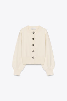 KNIT CARDIGAN WITH FLORAL BUTTONS - Zara фото 3