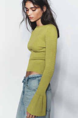 POINTELLE FLARED SLEEVE JUMPER - Zara фото 11