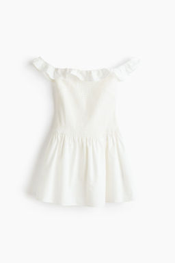 Vestido off-the-shoulder con cuerpo nido de abeja
