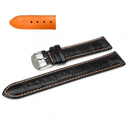Ремешок для часов натуральная кожа C6-22black-orange