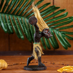 Сувенир «Абориген-штангист», 30 см, дерево