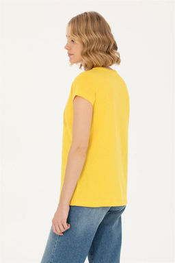 Женская желтая базовая футболка - U.s. polo assn фото 5