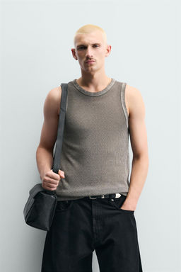CAMISETA TANK ESTRUCTURA CALADOS / Gris - Zara фото 2