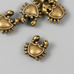 Цена за 8 шт. Бусина для творчества металл Крабик золото 1,7х1,7 см