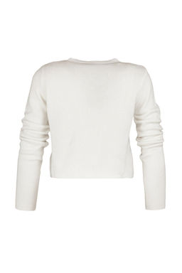 Ekru Crop Yumusak Dokulu 2li Bluz-H?rka Triko Tak?m TWOAW21HI0107