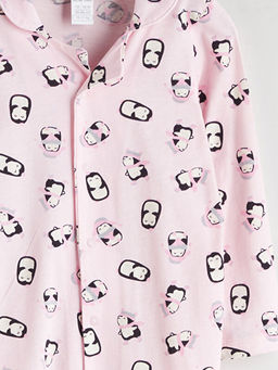 G?mlek Yaka Uzun Kollu Bask?l? K?z Bebek Tulum