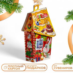 Подарочная коробка Мармелад, дом сказочный, для сладких подарков, 14.3?7.2?28.5 см 1 шт.