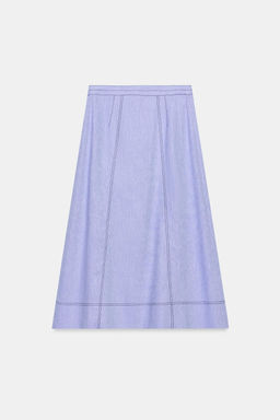 FALDA CRUZADA PESPUNTES CON LINO / Azul claro - Zara фото 3