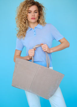 Замшевая сумка шоппер Texas DBR 31390 ваниль  фото 2