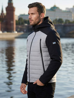 Куртка мужская гибридная стёганая с капюшоном с графеновой подкладкой черного цвета 9627_1Ch - Mtforce фото 53