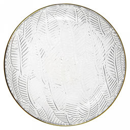 Листья Тарелка мелкая стеклянная д175мм, h28мм, рельефное, прозрачное стекло, отводка золотом (Китай)