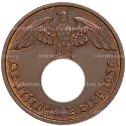 Монета 2 рейхспфеннига 1939 года F Германия