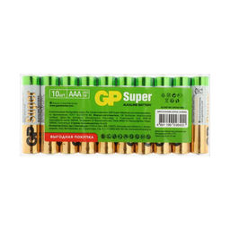 Батарейка алкалиновая GP Super, AAA, LR03-10S, 1.5 В, набор 10 шт.