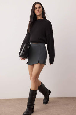 TRENDYOLMILLA Siyah Y?rtmacl? Esnek Mini Etek TWOSS24ET00212  фото 14