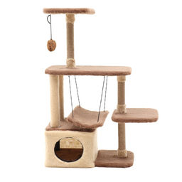 Комплекс для кошек, 33×76×105 см, разборный, с когтеточкой, с гамаком, бежевый